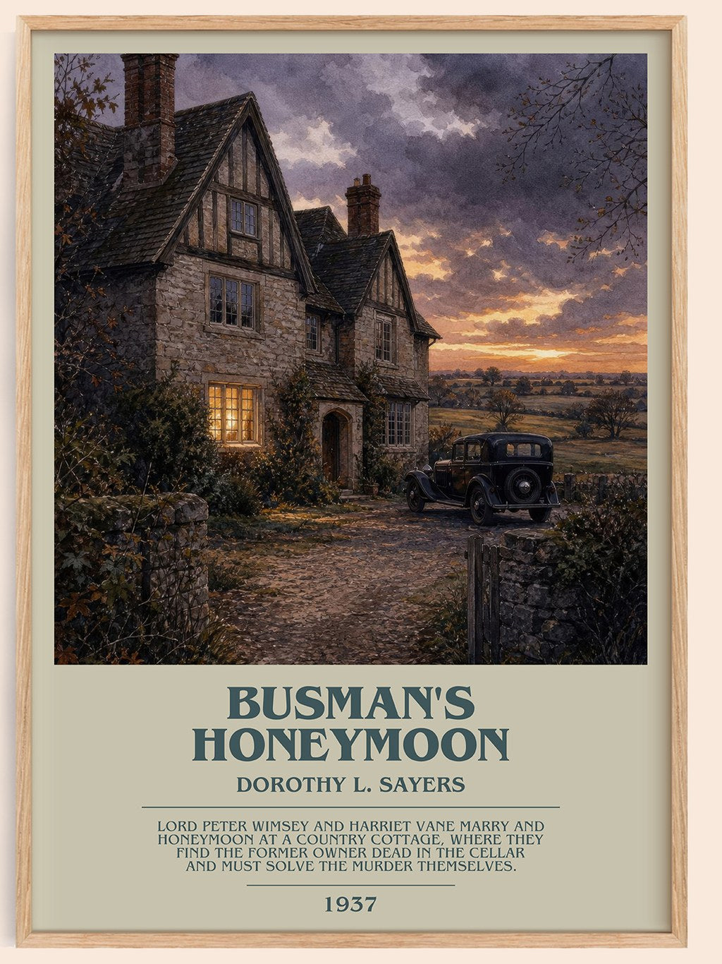Busman's Honeymoon bookish book poster by Dorothy L. Sayers – framed literary art print