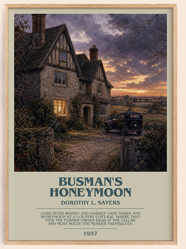Busman's Honeymoon bookish book poster by Dorothy L. Sayers – framed literary art print