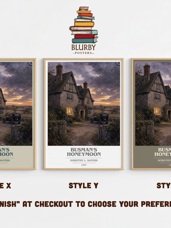 Busman's Honeymoon book cover print in frame leaning in hallway – mystery wall art
