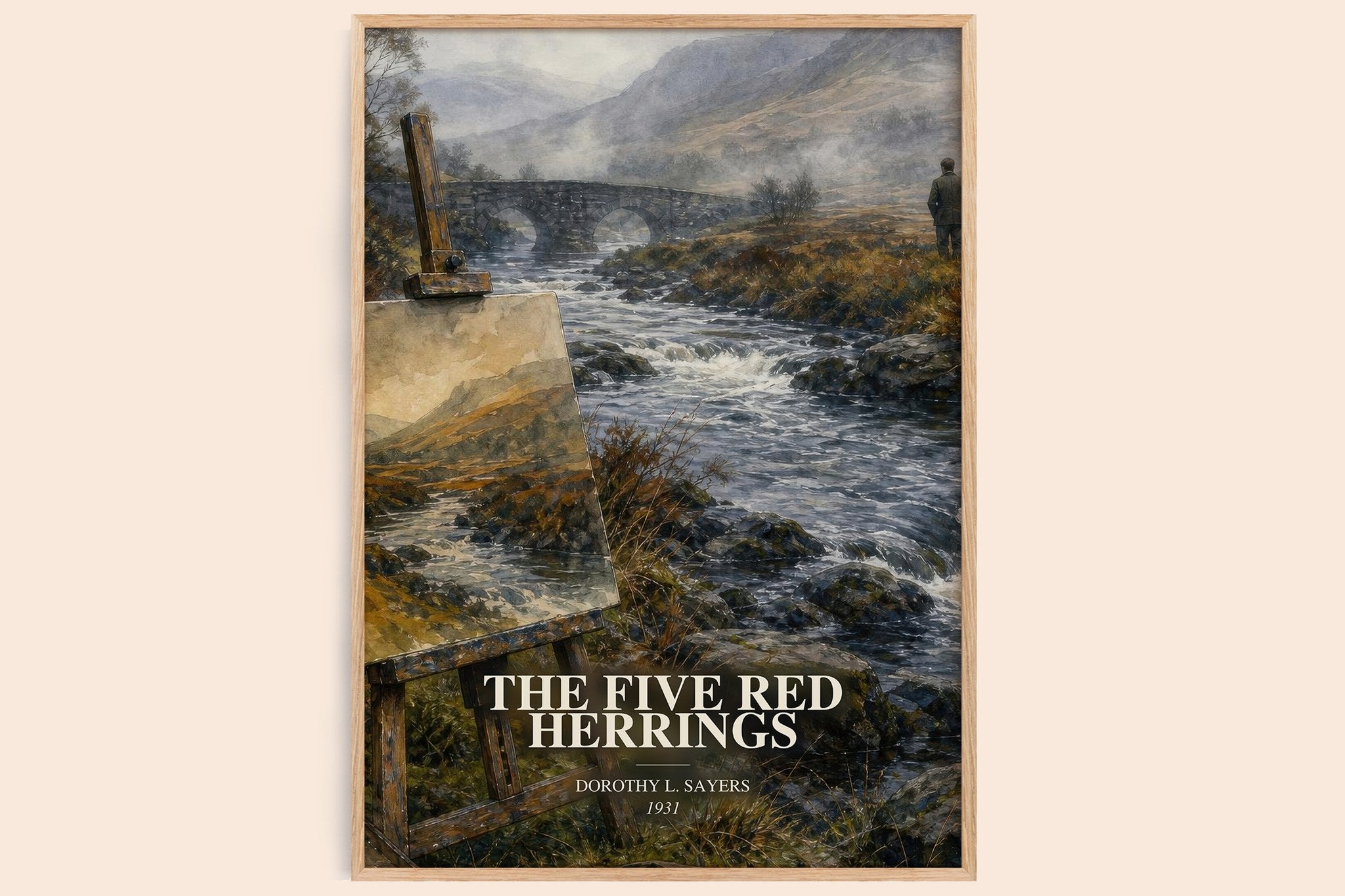 Five Red Herrings Book Watercolour Illustration by Dorothy L. Sayers