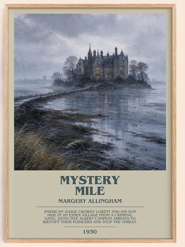 Mystery Mile bookish book poster by Margery Allingham – framed literary art print