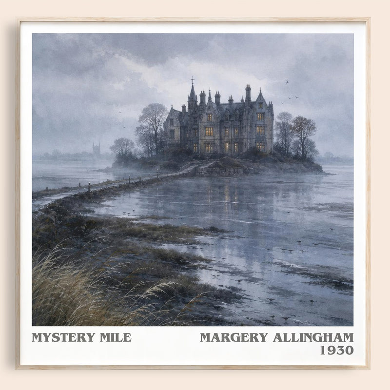 Mystery Mile literary book poster by Margery Allingham – framed literary art print