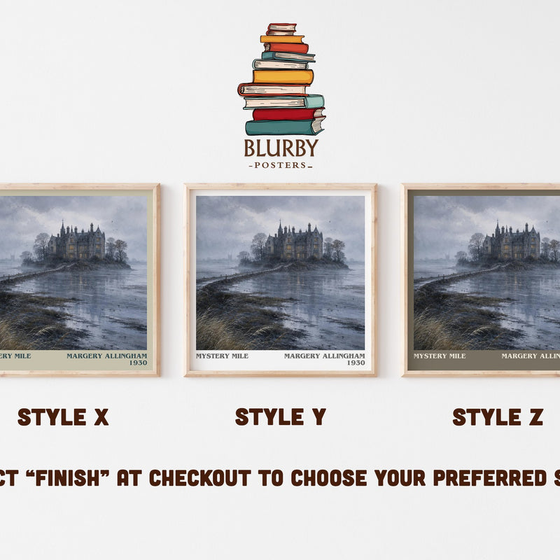 Mystery Mile literary print in frame leaning in hallway – mystery wall art