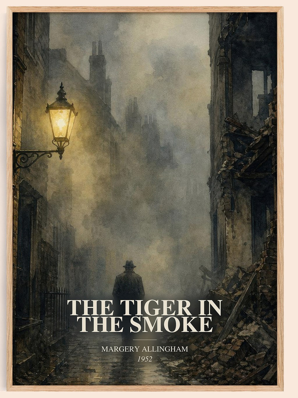 The Tiger in the Smoke watercolour book poster by Margery Allingham – framed literary art print