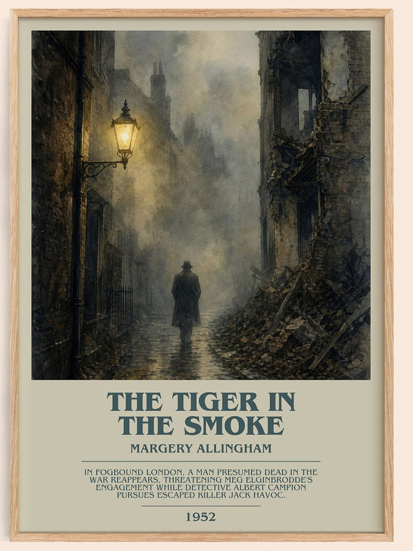 The Tiger in the Smoke bookish book poster by Margery Allingham – framed literary art print