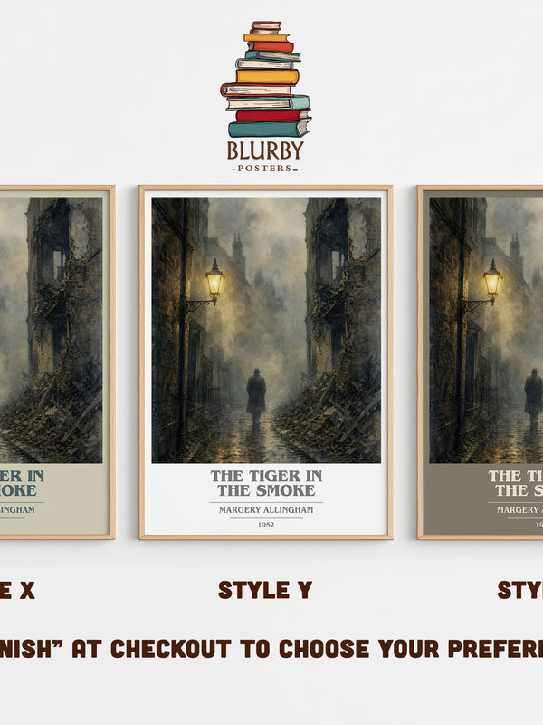 The Tiger in the Smoke book cover print in frame leaning in hallway – crime wall art