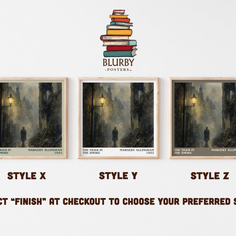 The Tiger in the Smoke literary print in frame leaning in hallway – crime wall art