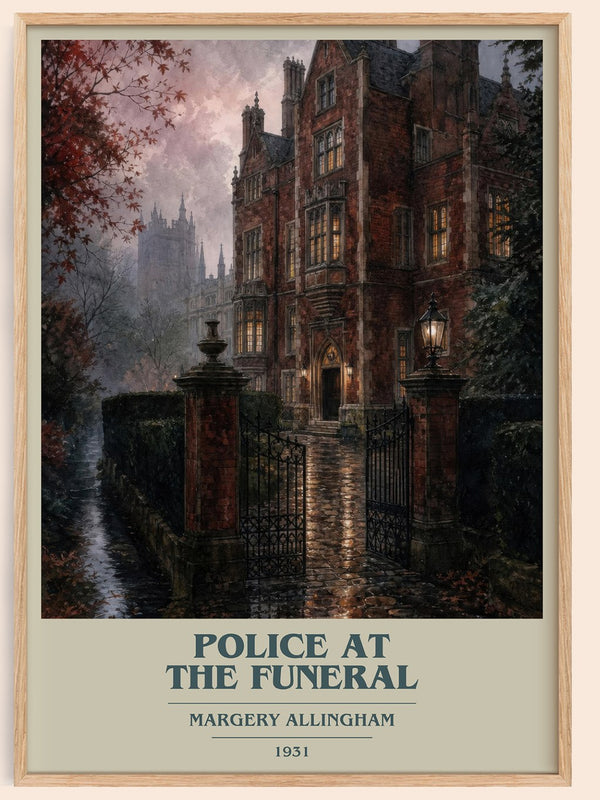 Police at the Funeral book cover book poster by Margery Allingham – framed literary art print