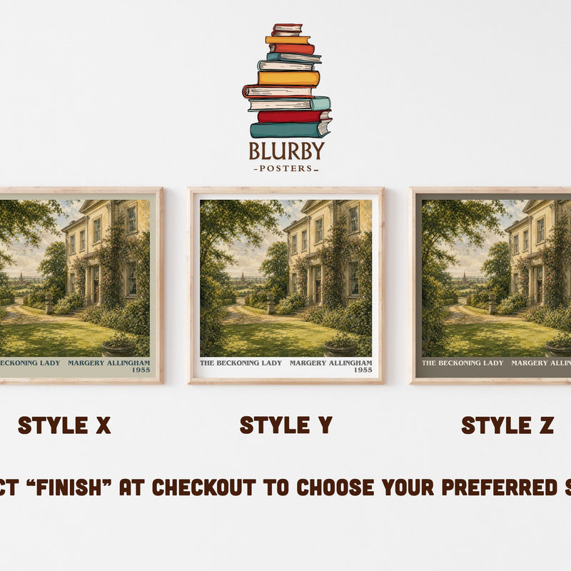 The Beckoning Lady literary print in frame leaning in hallway – mystery wall art