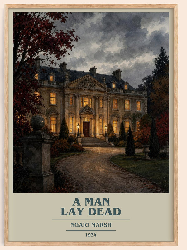 A Man Lay Dead book cover book poster by Ngaio Marsh – framed literary art print