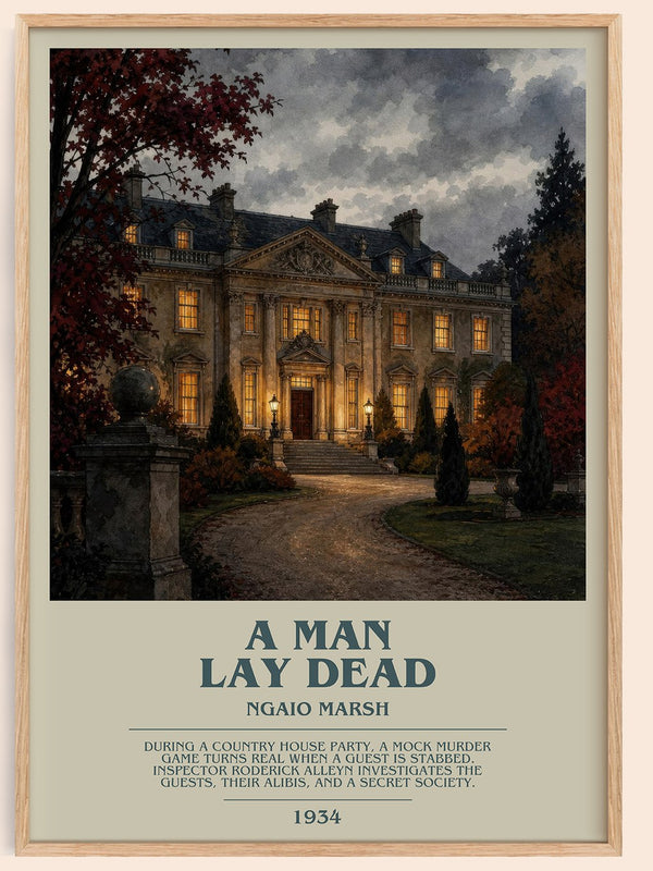 A Man Lay Dead bookish book poster by Ngaio Marsh – framed literary art print
