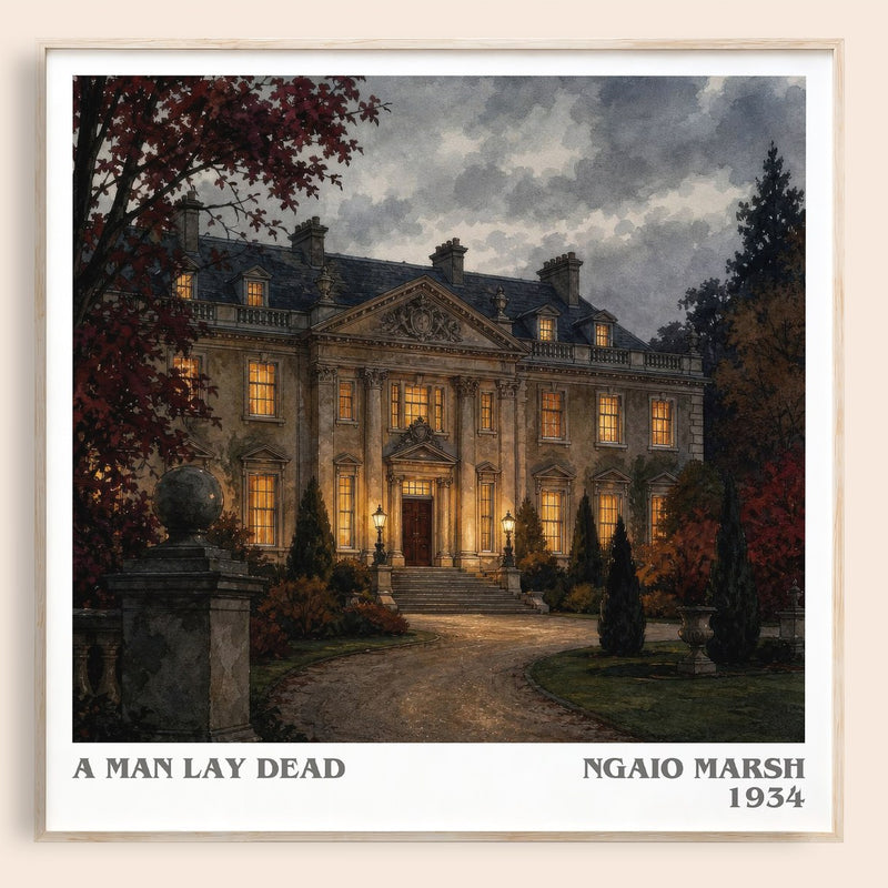 A Man Lay Dead literary book poster by Ngaio Marsh – framed literary art print