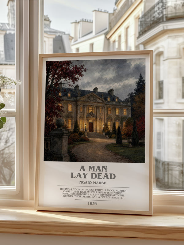 A Man Lay Dead bookish poster colour and style options – Ngaio Marsh book art