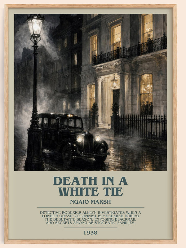 Death in a White Tie bookish book poster by Ngaio Marsh – framed literary art print