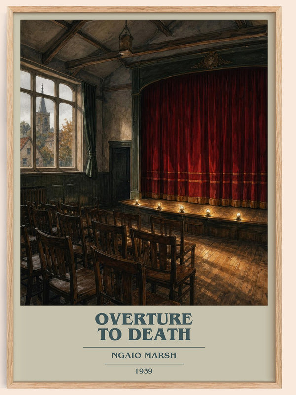 Overture to Death book cover book poster by Ngaio Marsh – framed literary art print