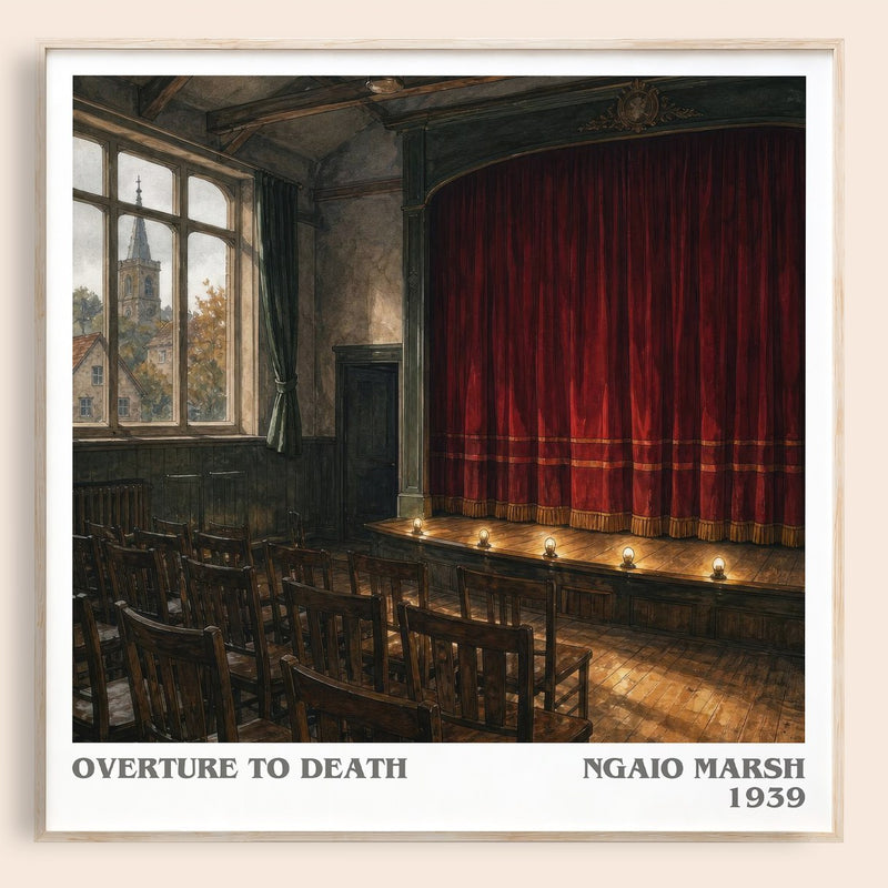 Overture to Death literary book poster by Ngaio Marsh – framed literary art print