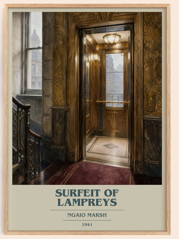 Surfeit of Lampreys book cover book poster by Ngaio Marsh – framed literary art print