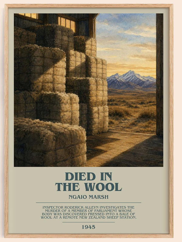 Died in the Wool bookish book poster by Ngaio Marsh – framed literary art print