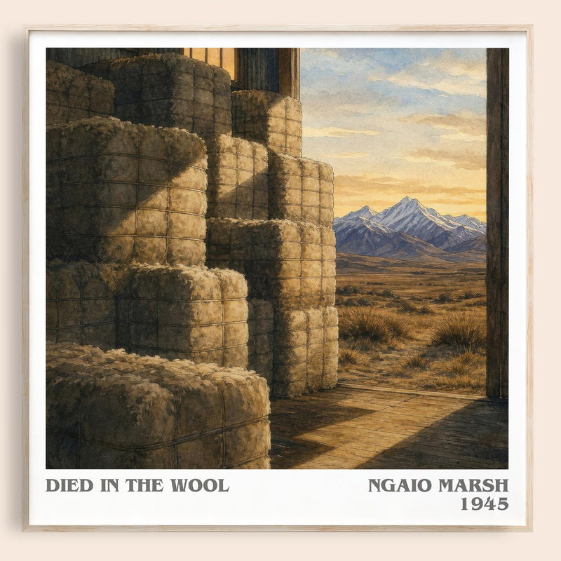 Died in the Wool literary book poster by Ngaio Marsh – framed literary art print