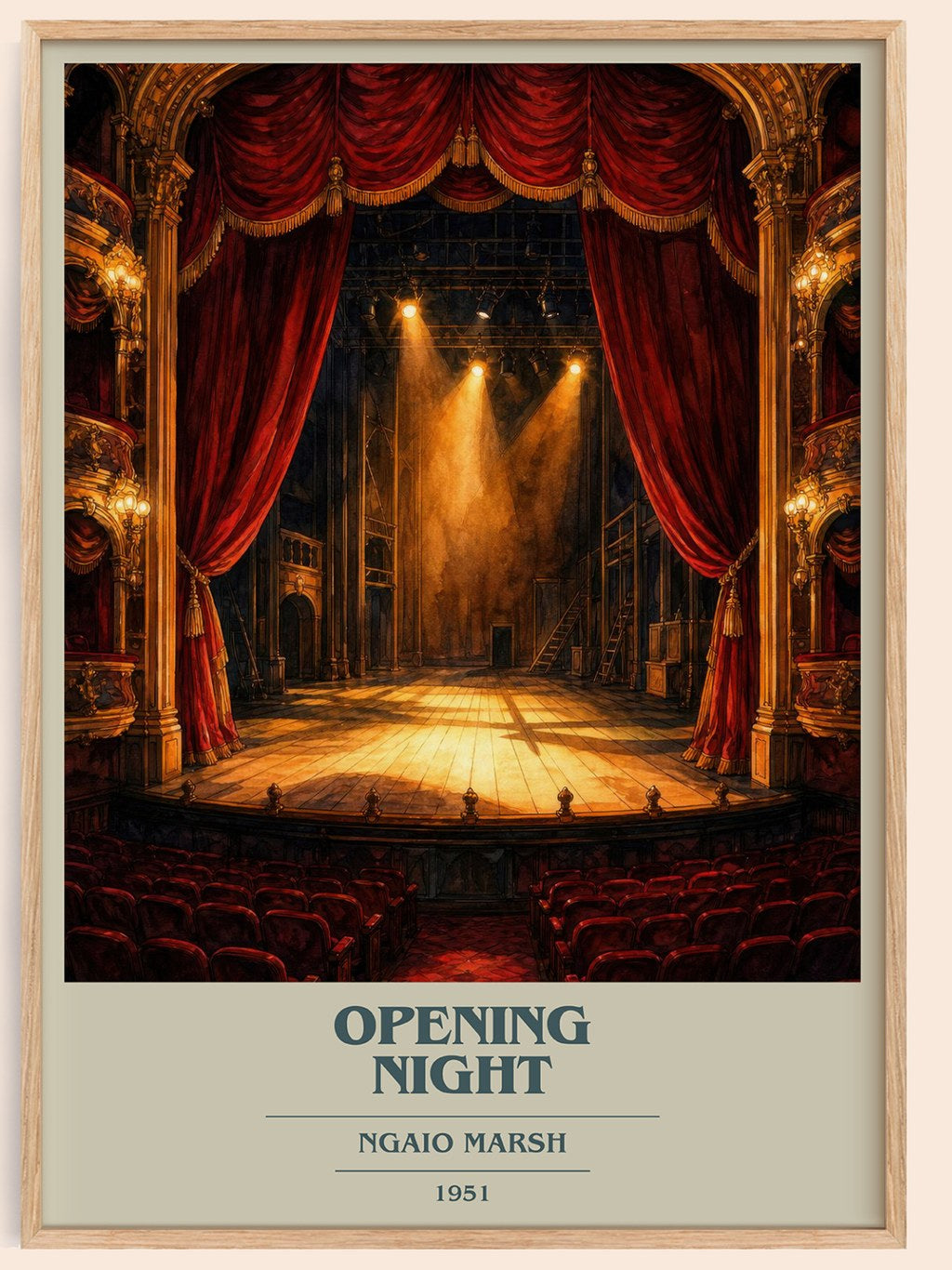 Opening Night book cover book poster by Ngaio Marsh – framed literary art print