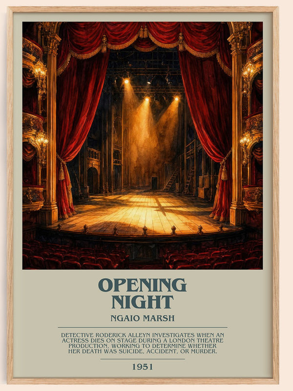 Opening Night bookish book poster by Ngaio Marsh – framed literary art print