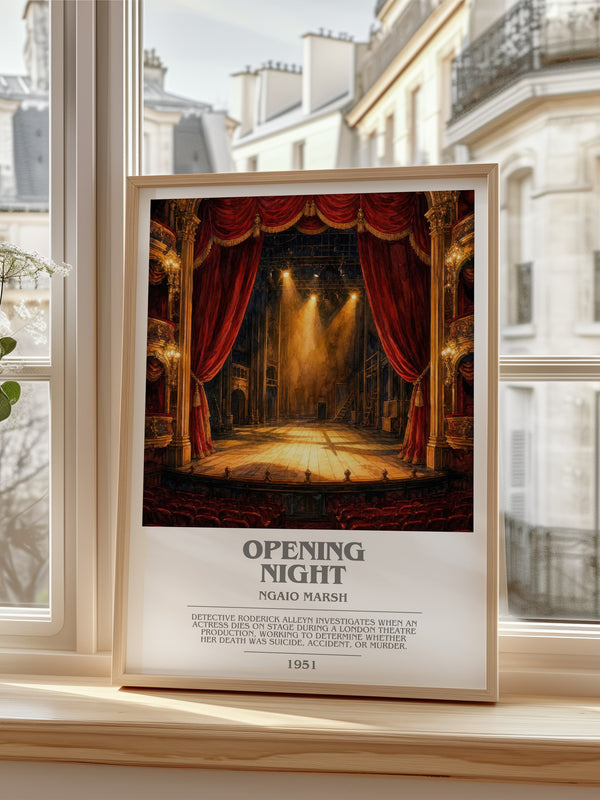 Opening Night bookish poster colour and style options – Ngaio Marsh book art