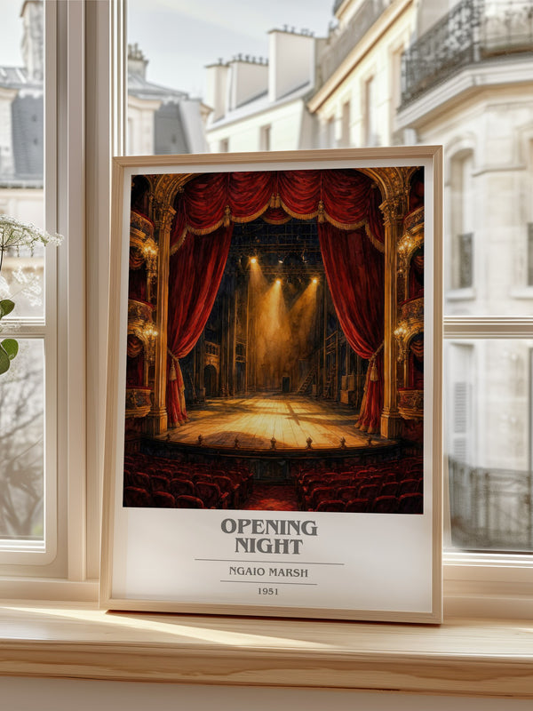 Opening Night book cover poster colour and style options – Ngaio Marsh book art