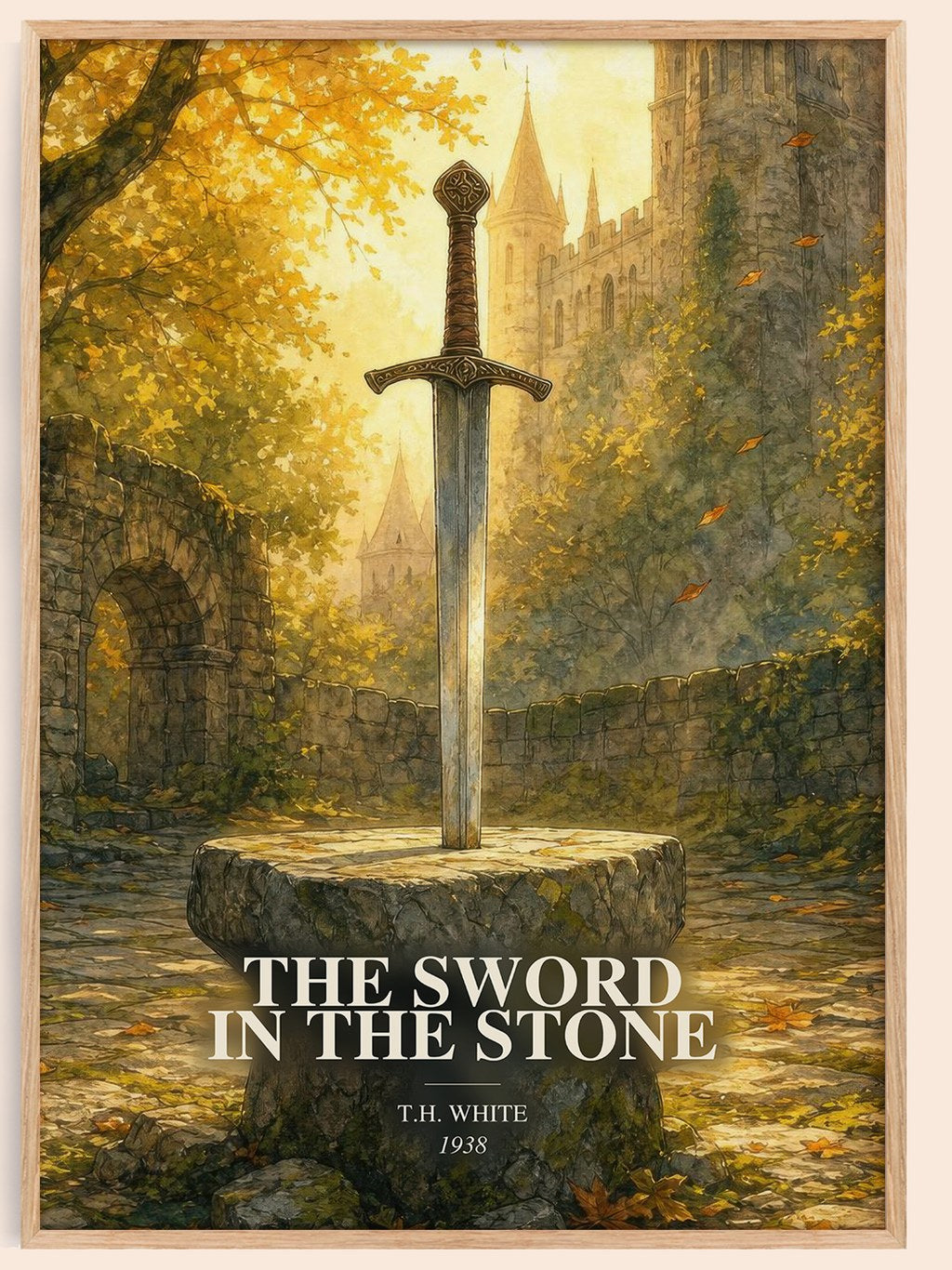 The Sword in the Stone watercolour book poster by T.H. White – framed literary art print