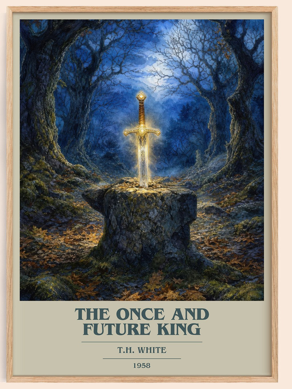 The Once and Future King book cover book poster by T.H. White – framed literary art print