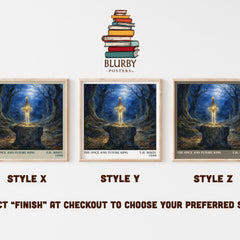 The Once and Future King literary print in frame leaning in hallway – fantasy wall art