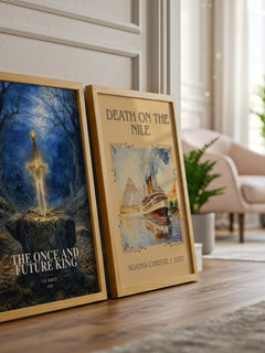 The Once and Future King watercolour print framed by window – literary home decor