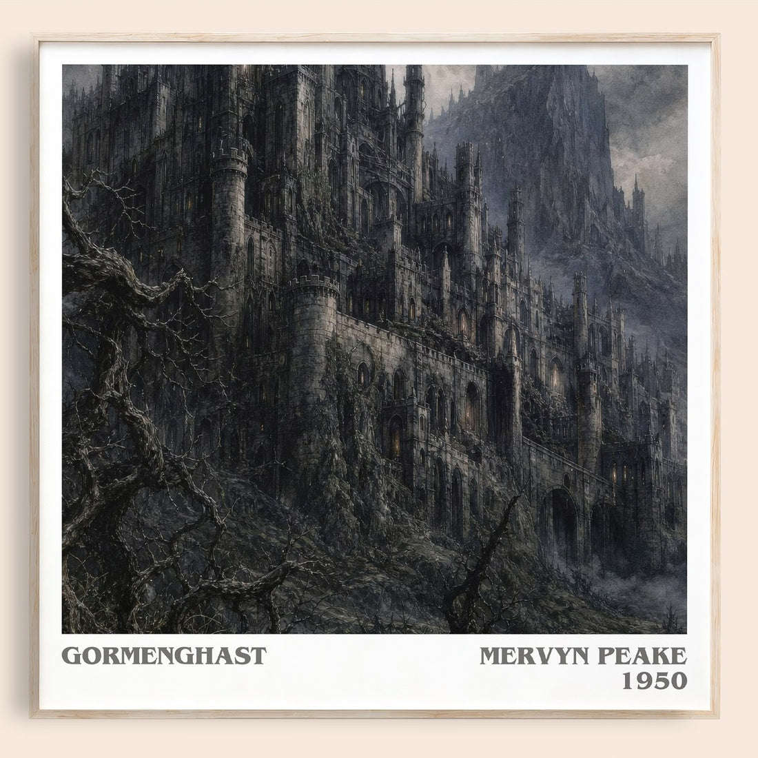 Gormenghast literary book poster by Mervyn Peake – framed literary art print