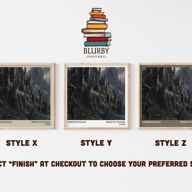 Gormenghast literary print in frame leaning in hallway – gothic wall art