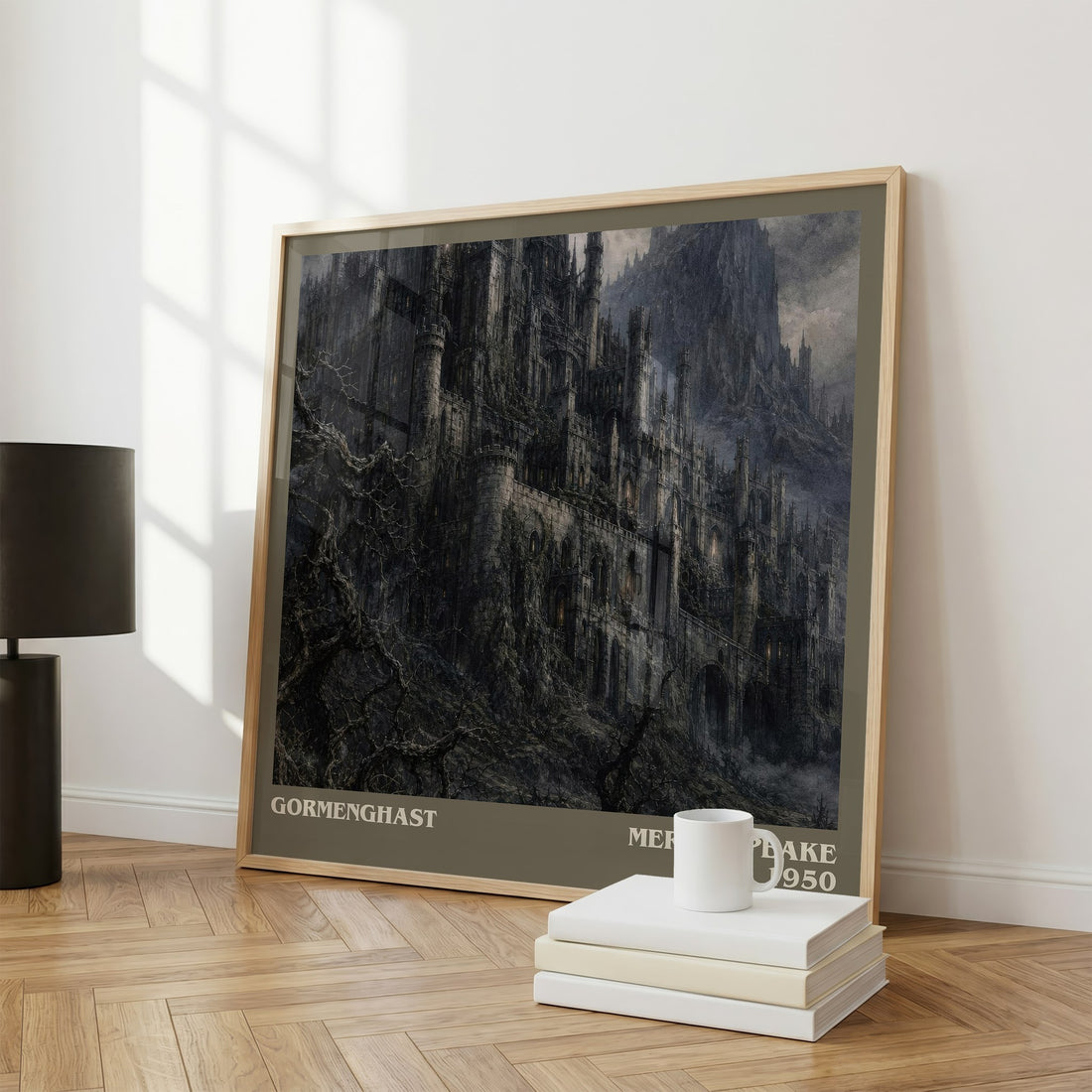 Gormenghast literary print framed by window – literary home decor