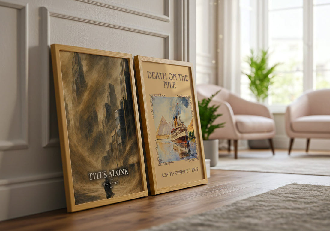 Titus Alone watercolour print framed by window – literary home decor