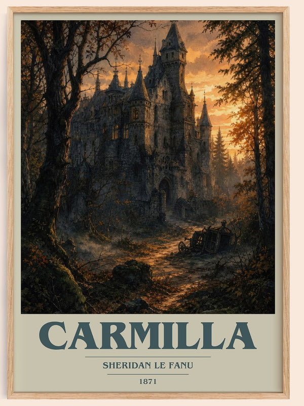 Carmilla book cover book poster by Sheridan Le Fanu – framed literary art print