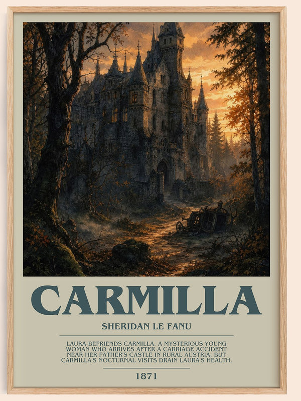 Carmilla bookish book poster by Sheridan Le Fanu – framed literary art print