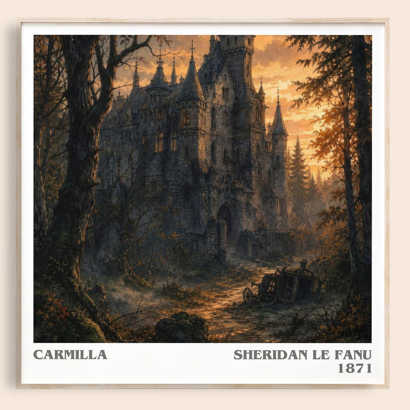 Carmilla literary book poster by Sheridan Le Fanu – framed literary art print
