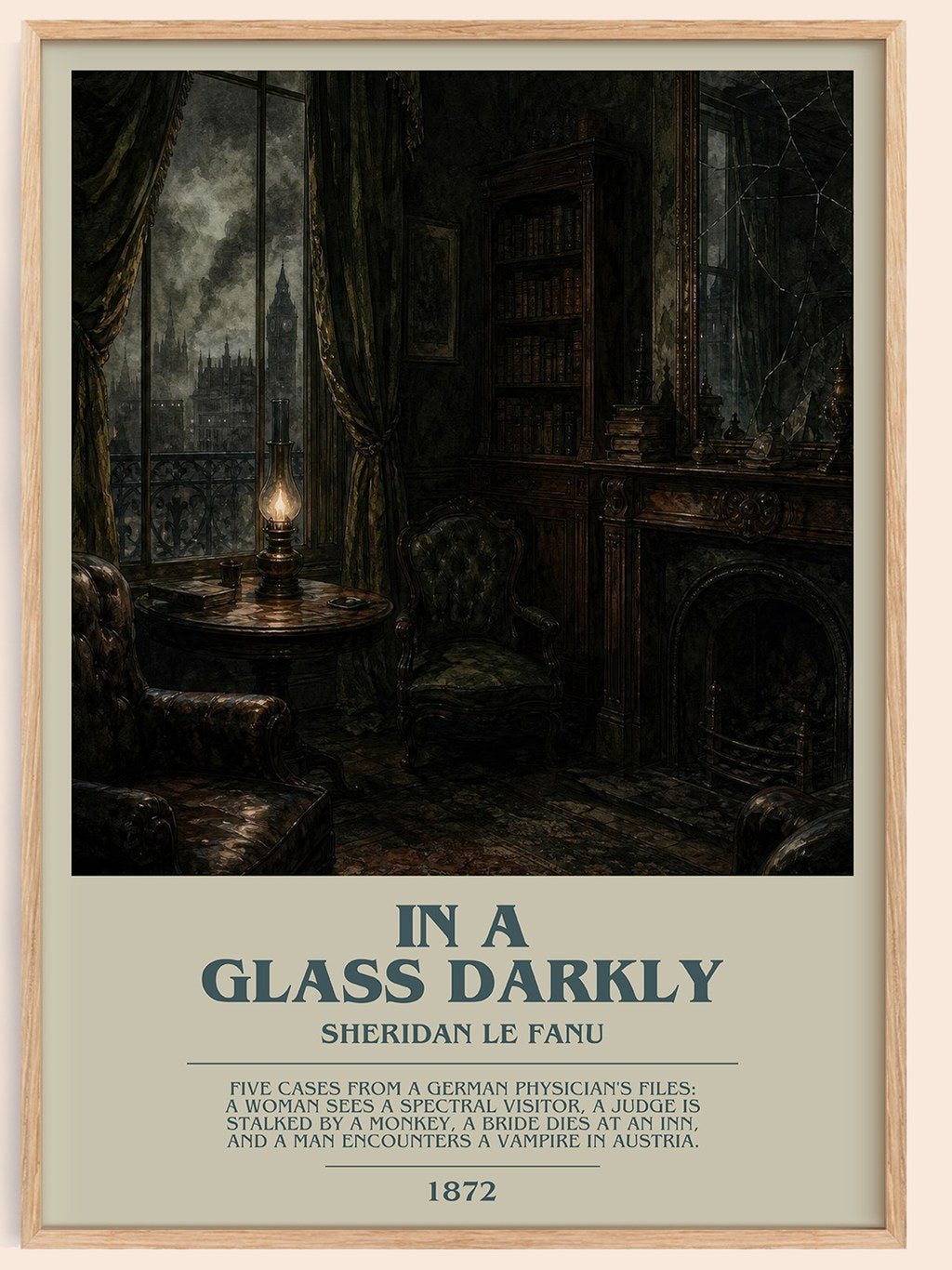 In a Glass Darkly bookish book poster by Sheridan Le Fanu – framed literary art print