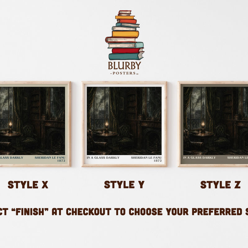 In a Glass Darkly literary print in frame leaning in hallway – gothic wall art