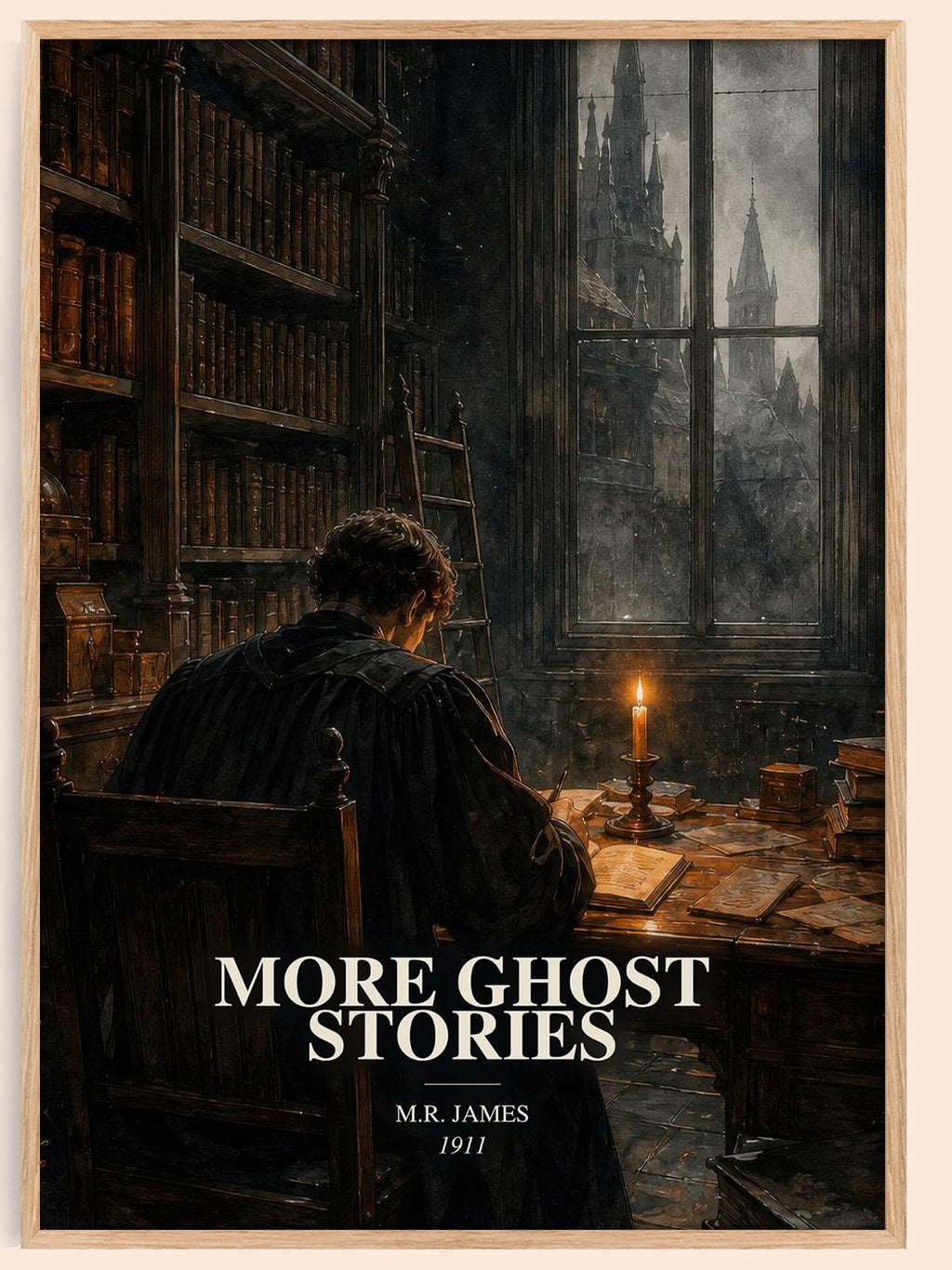 More Ghost Stories watercolour book poster by M.R. James – framed literary art print