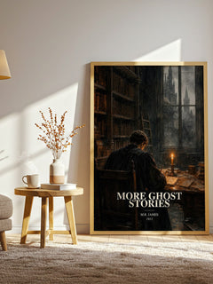 More Ghost Stories watercolour print in frame leaning in hallway – horror wall art