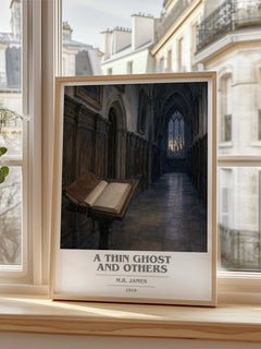 A Thin Ghost and Others Book Cover Poster by M.R. James – framed print by a bright window