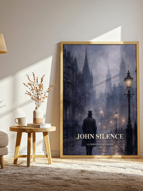 John Silence watercolour print in frame leaning in hallway – horror wall art