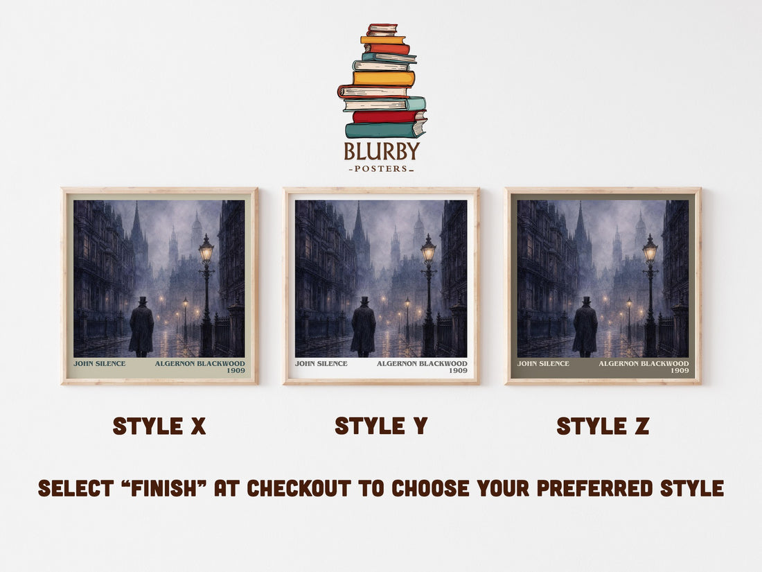 John Silence literary print in frame leaning in hallway – horror wall art (mockup)