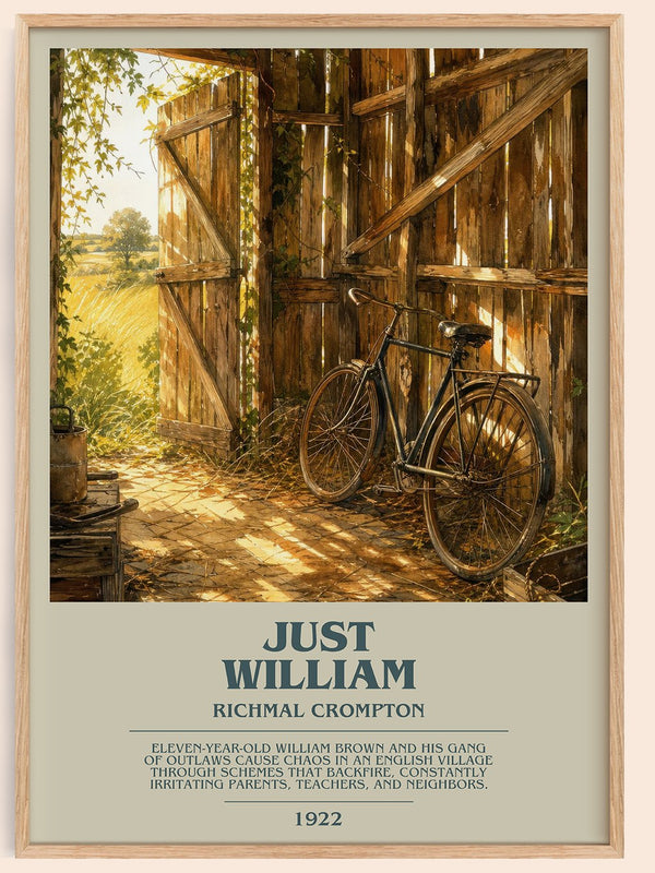 Just William bookish book poster by Richmal Crompton – framed literary art print