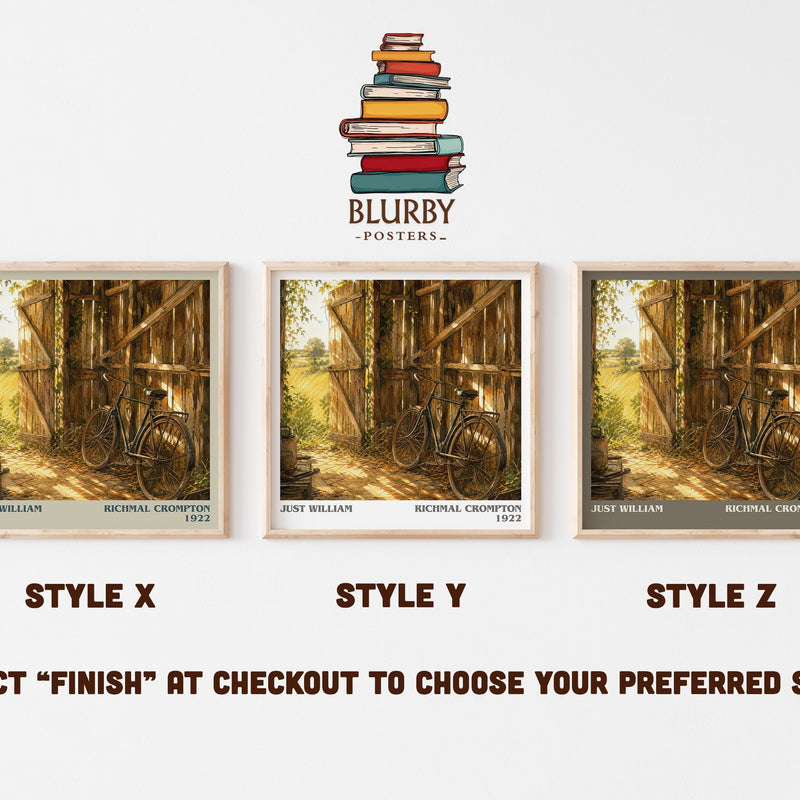 Just William literary print in frame leaning in hallway – childrens wall art