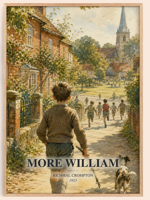 More William watercolour book poster by Richmal Crompton – framed literary art print