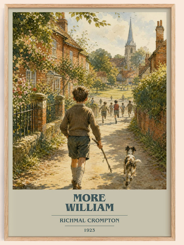 More William book cover book poster by Richmal Crompton – framed literary art print
