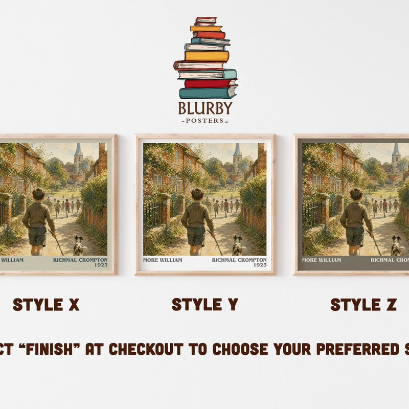 More William literary print in frame leaning in hallway – childrens wall art